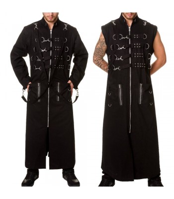 Mens Thread Metal Punk EMO Coat Men Gothic Coat 